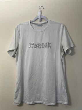 Gymshark White Crew Tee with Black Logo Tag